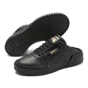 Puma Black Leather Cali Mules